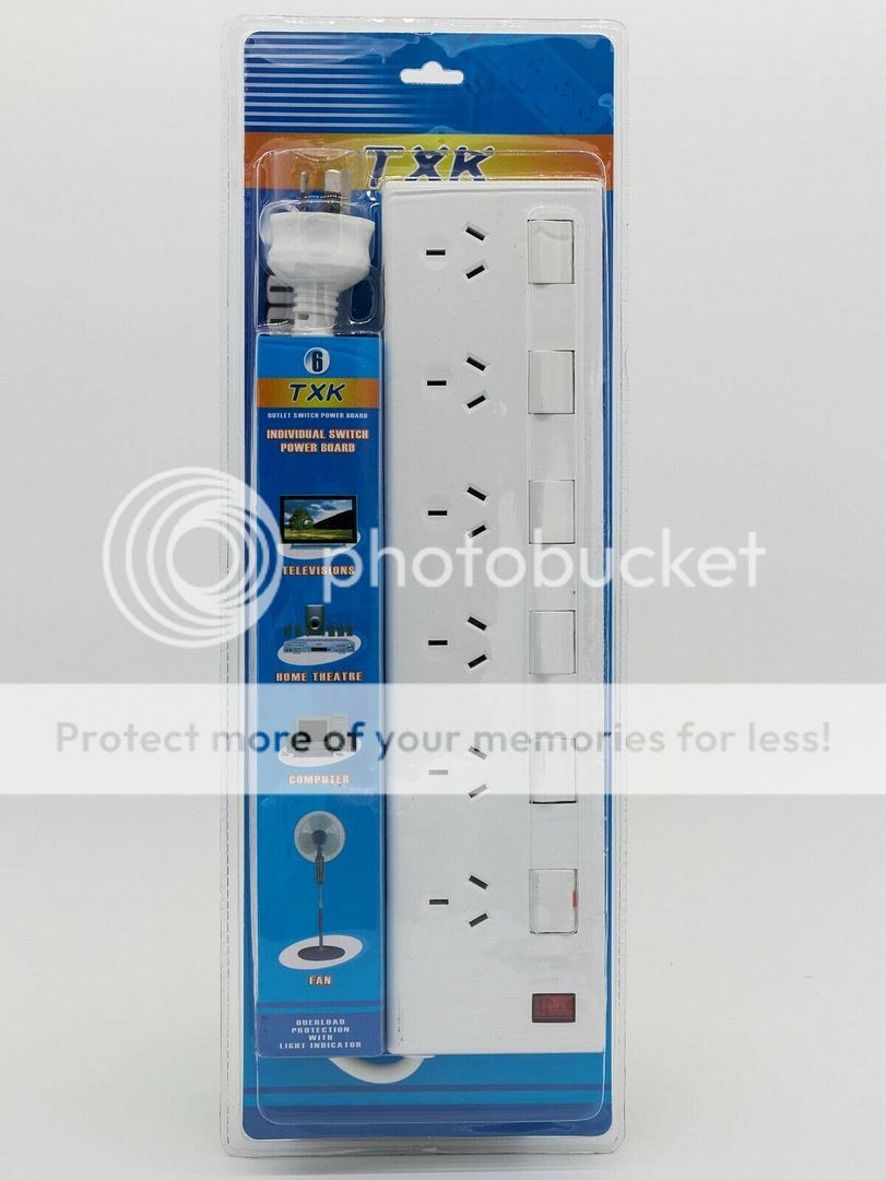 6 Outlet Power Board Overload Protection Individual Switch With 1M